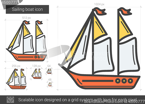 Image of Sailing boat line icon.