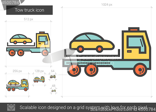 Image of Tow truck line icon.