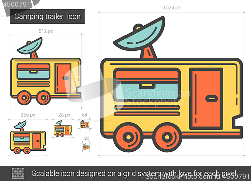 Image of Camping trailer line icon.