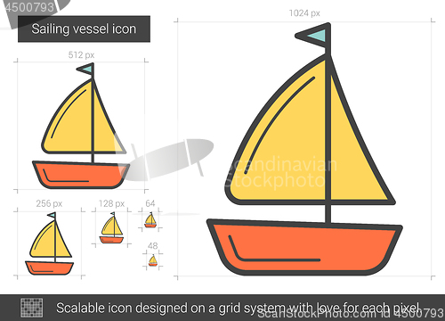 Image of Sailing vessel line icon.