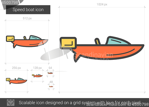 Image of Speed boat line icon.