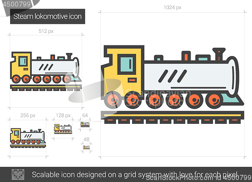 Image of Steam locomotive line icon.