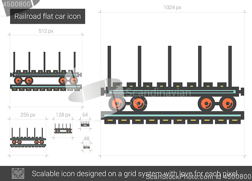 Image of Railroad flat car line icon.