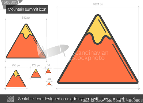 Image of Mountain summit line icon.