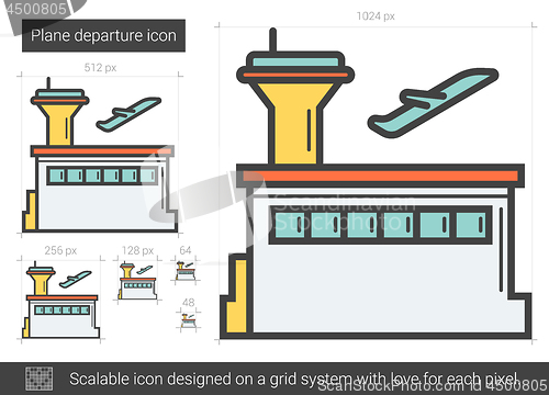 Image of Plane departure line icon.