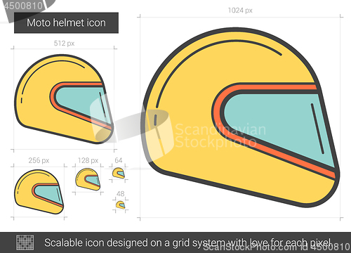 Image of Moto helmet line icon.