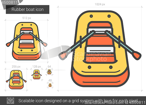 Image of Rubber boat line icon.