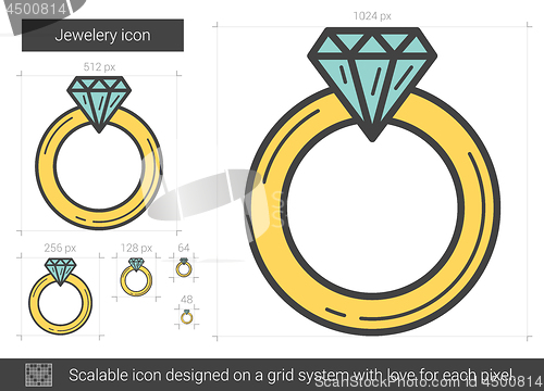 Image of Jewelry engagement ring line icon.