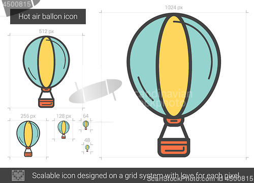 Image of Hot air balloon line icon.