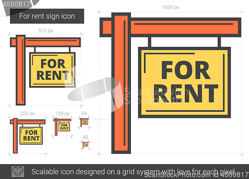 Image of For rent sign line icon.