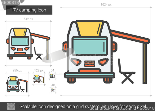 Image of RV camping line icon.