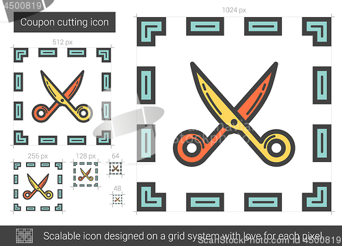 Image of Coupon cutting line icon.