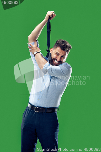 Image of Man trying to hang himself out of frustration