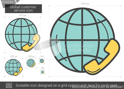 Image of Global customer service line icon.