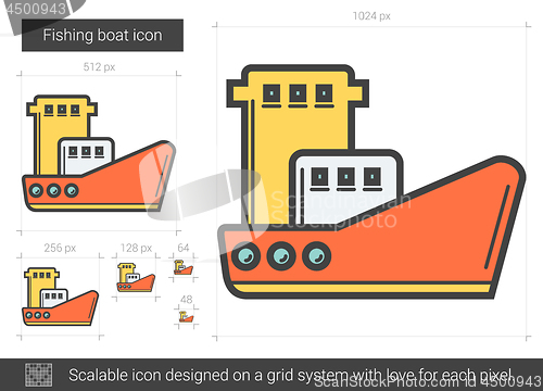 Image of Fishing boat line icon.