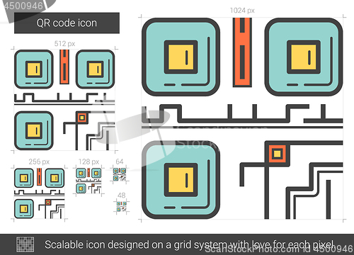 Image of QR code line icon.