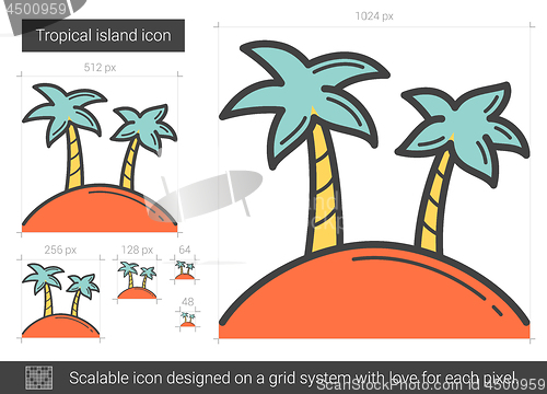 Image of Tropical island line icon.