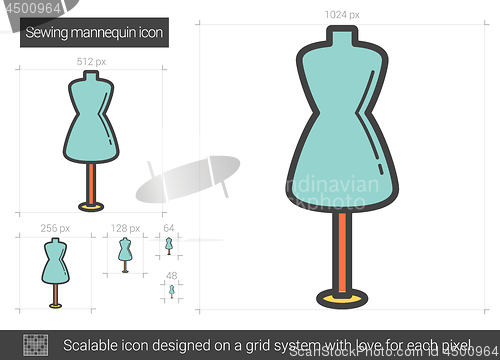 Image of Sewing mannequin line icon.