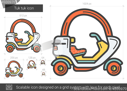 Image of Tuk tuk line icon.