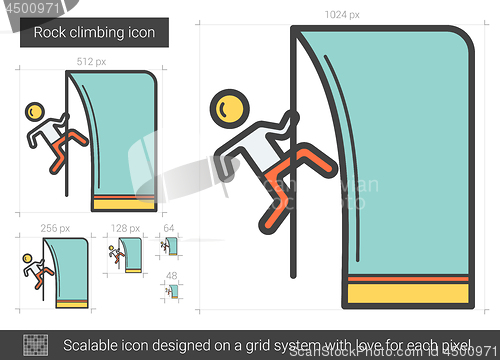 Image of Rock climbing line icon.