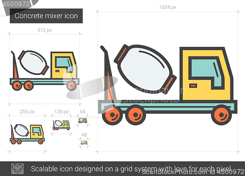 Image of Concrete mixer line icon.