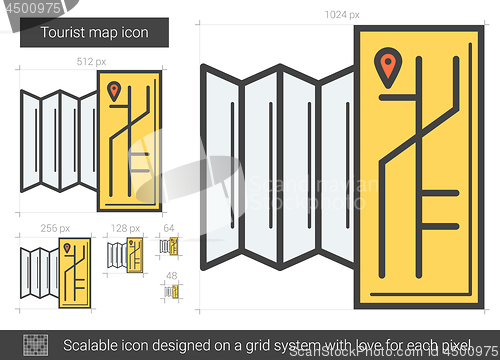 Image of Tourist map line icon.