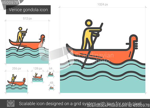 Image of Venice gondola line icon.