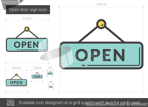 Image of Open door sign line icon.