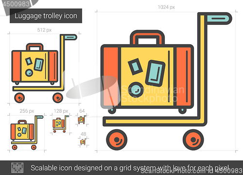 Image of Luggage trolley line icon.