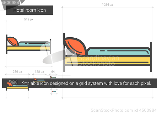 Image of Hotel room line icon.