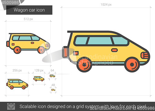 Image of Wagon car line icon.