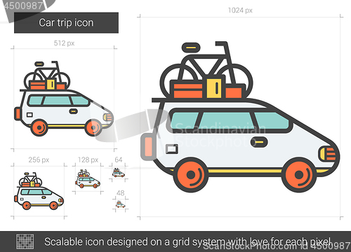 Image of Car trip line icon.