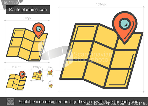 Image of Route planning line icon.