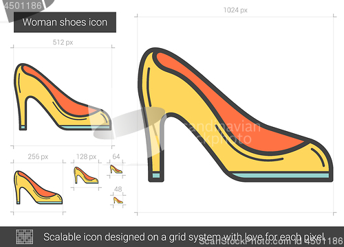 Image of Woman shoes line icon.