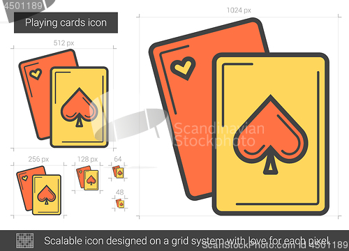 Image of Playing cards line icon.