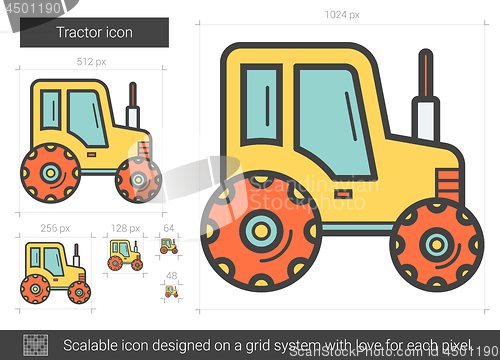 Image of Tractor line icon.