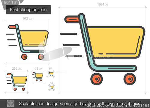 Image of Fast shopping line icon.