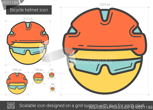 Image of Bicycle helmet line icon.