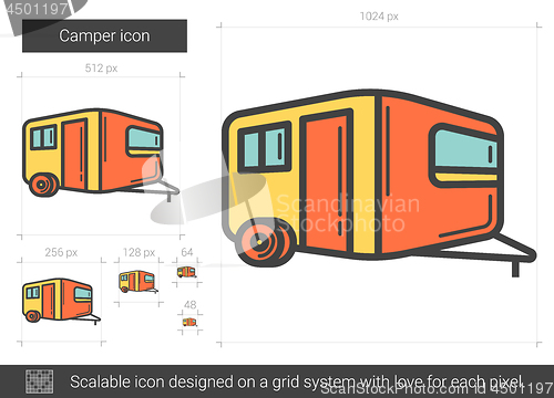 Image of Camper line icon.