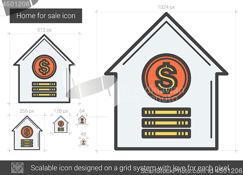 Image of Home for sale line icon.