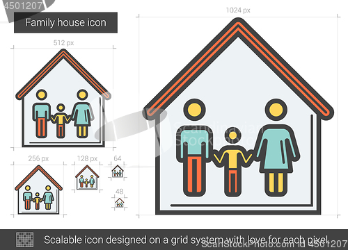 Image of Family house line icon.