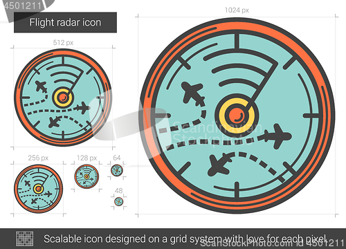 Image of Flight radar line icon.