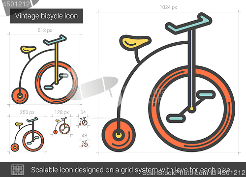 Image of Vintage bicycle line icon.