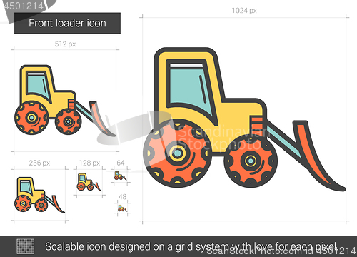 Image of Front loader line icon.