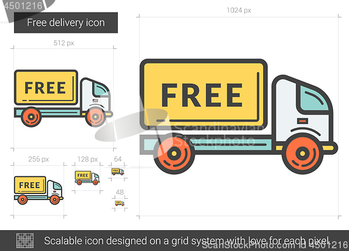 Image of Free delivery line icon.