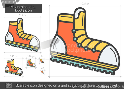 Image of Mountaineering boots line icon.