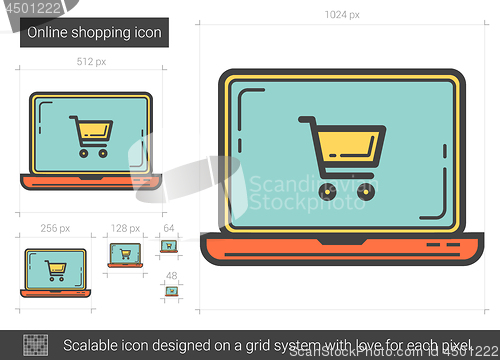 Image of Online shopping line icon.