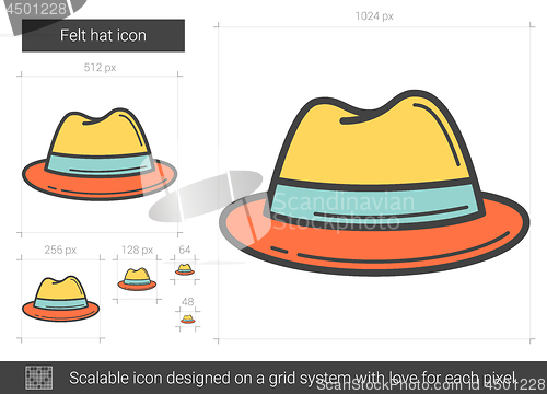 Image of Felt hat line icon.