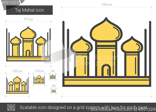 Image of Taj Mahal line icon.