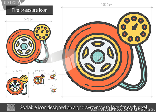 Image of Tire pressure line icon.